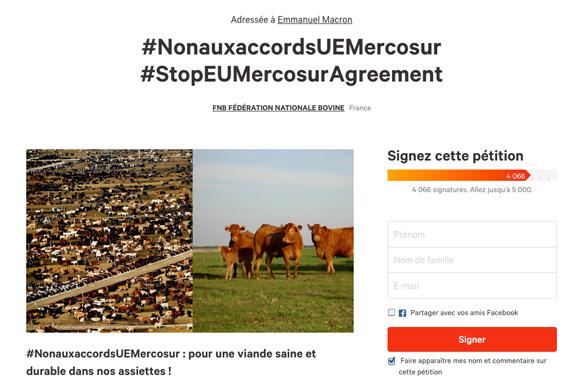 Pétition en ligne - Non aux accords UE/Mercosur