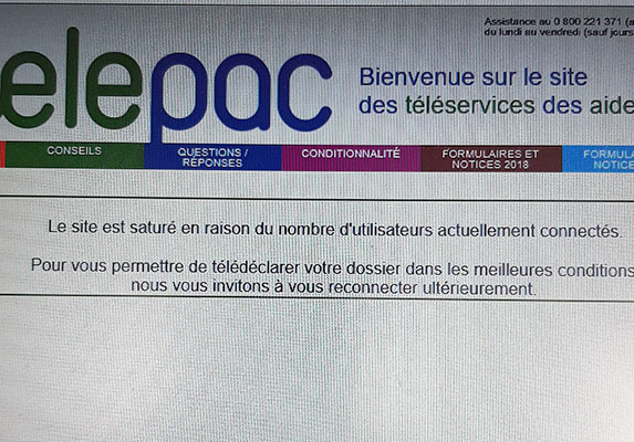PAC 2020 - le site TéléPAC saturé